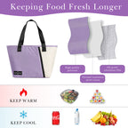 Linkidea Insulated Lunch Bag, Reusable Lunch Tote Bag with Zipper for Men & Women, Insulated Lunch Box Bag with Hand Strap Compatible with Bentogo, Iteryn, Bentoheaven, Ello, Natraprow (Purple)