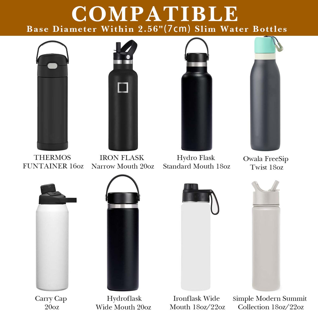 Linkidea Vegan Leather Water Bottle Carrier with Strap Compatible with CamelBak Carry Cap, Waterbottle Sling Bag Holder with Adjustable Shoulder Strap, Brown