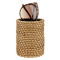 Sunglasses Desk Holder Stand Compatible with Extra Large Glasses, Rattan Weave Eyeglasses Display Storage Organizer with Plush Lined
