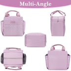 Linkidea Lunch Bag for Women, Large Leak Proof Lunch Tote Cooler, Lunch Tote Bag with Bottle Holder and Side Pockets, Compatible with NatraProw, LOVINA, Caperci (Purple)