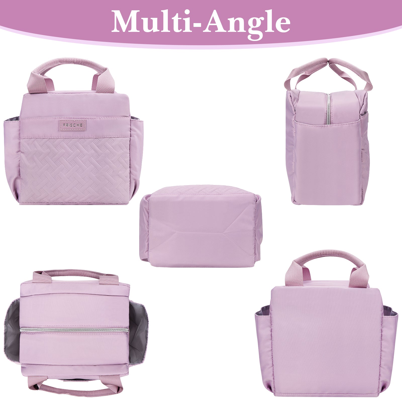 Linkidea Lunch Bag for Women, Large Leak Proof Lunch Tote Cooler, Lunch Tote Bag with Bottle Holder and Side Pockets, Compatible with NatraProw, LOVINA, Caperci (Purple)