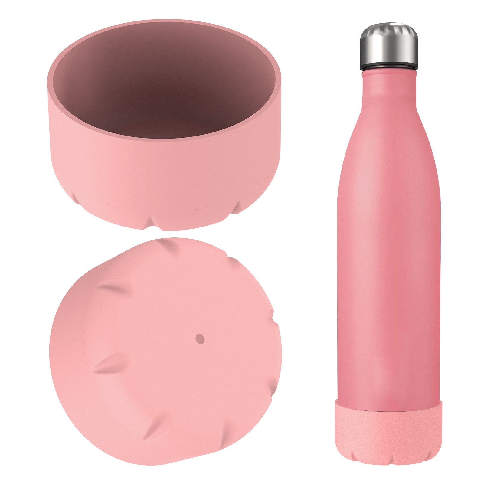 Linkidea 2 Pack Water Bottle Boot Compatible with 25oz S'well ORIGINAL, BJPKPK, Konokyo 25oz Cola Shaped Bottles, Silicone Bottle Boot Bottom Sleeve Protector, Bottle Bumper (Light Pink)