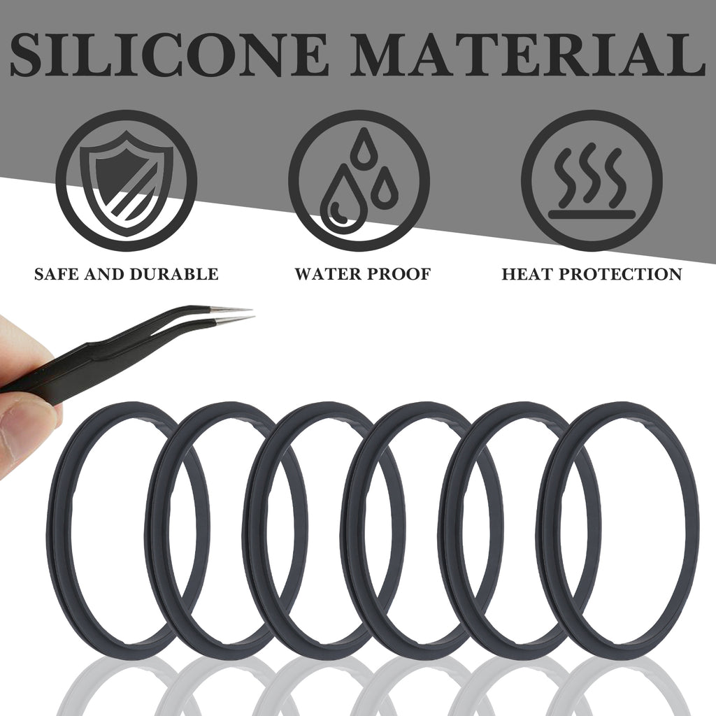 Linkidea 6 Pack Water Bottle Gasket Replacement Compatible with Stanley Quick Filp GO 24oz/36oz Waterbottle, Silicone O Ring Leak Proof Rubber Seal with Tweezer for Bottle Lid, Black