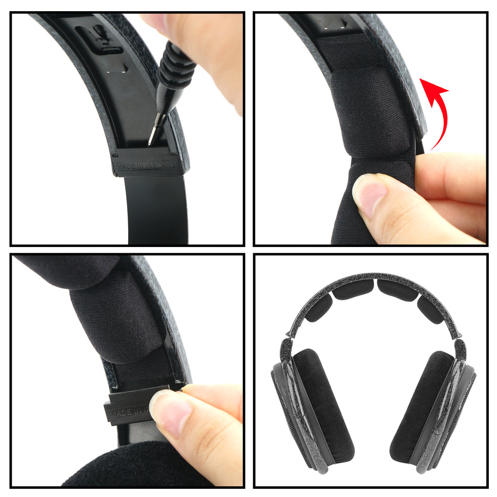 Linkidea Mesh Fabric Replacement Headband Compatible with Sennheiser HD600, HD580, HD650, HD660S Headphones, Top Cover Repair Parts (Black)