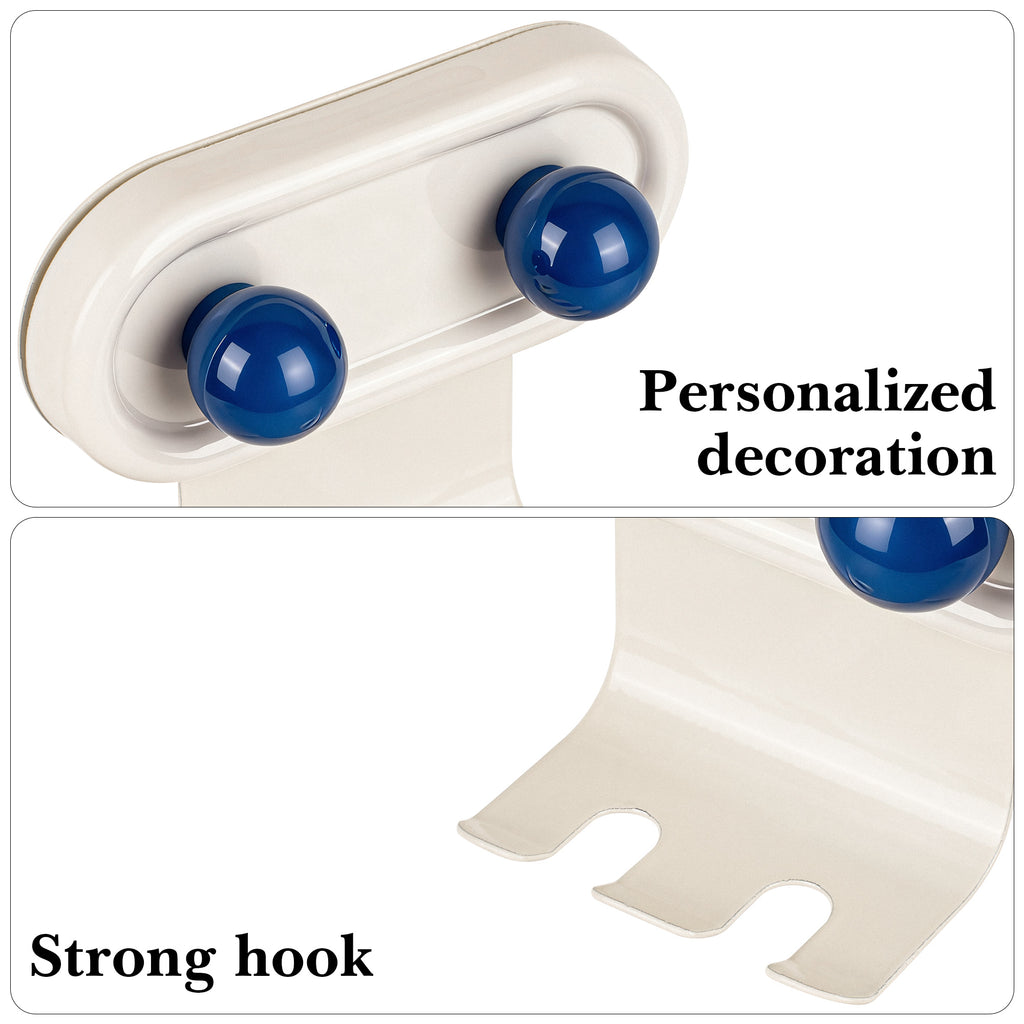 Linkidea 2 Pack Wall Mount Toothbrush Holder for Bathroom, 2 Slots Self Adhesive Iron Brush Hanger Compatible with Oral-B CrossAction, Colgate ExtraClean(Blue Dot)