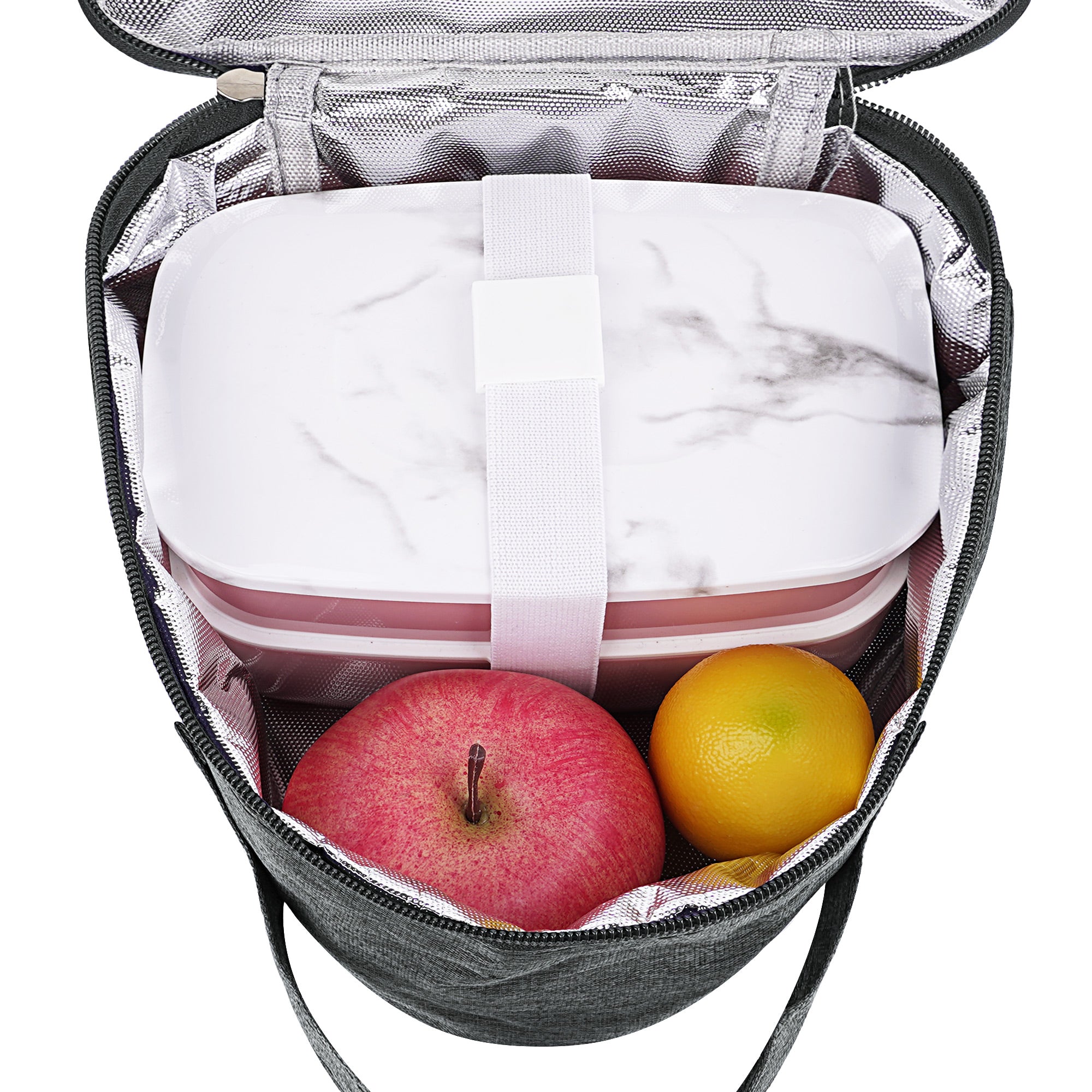 Linkidea Large Capacity Snack Bags, Thermal Insulated Cooler Bag for Fruit, Leak-proof Travel Food Carrier Fits Picnic, Camping (Grey)