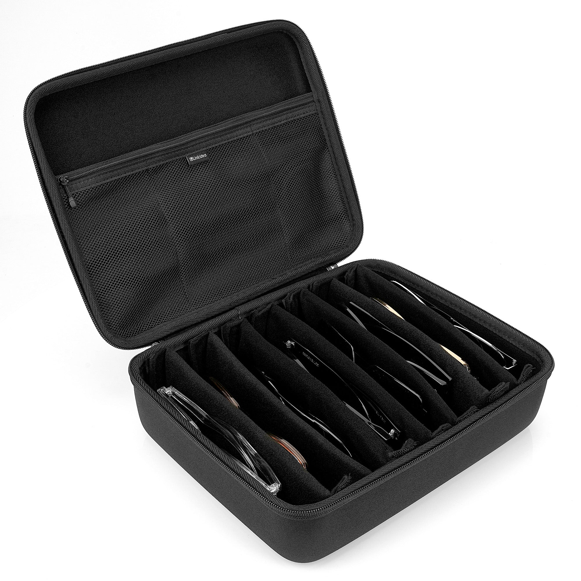 Extra Large Hard Shell Sunglasses Case, 8 Slot Oversized Eyewear Travel Storage Bag Organizer Compatible with Oakley W0OO9465VE W0OO9471 W0OO9455M RayBan RBS0101S RB4098 RB3825