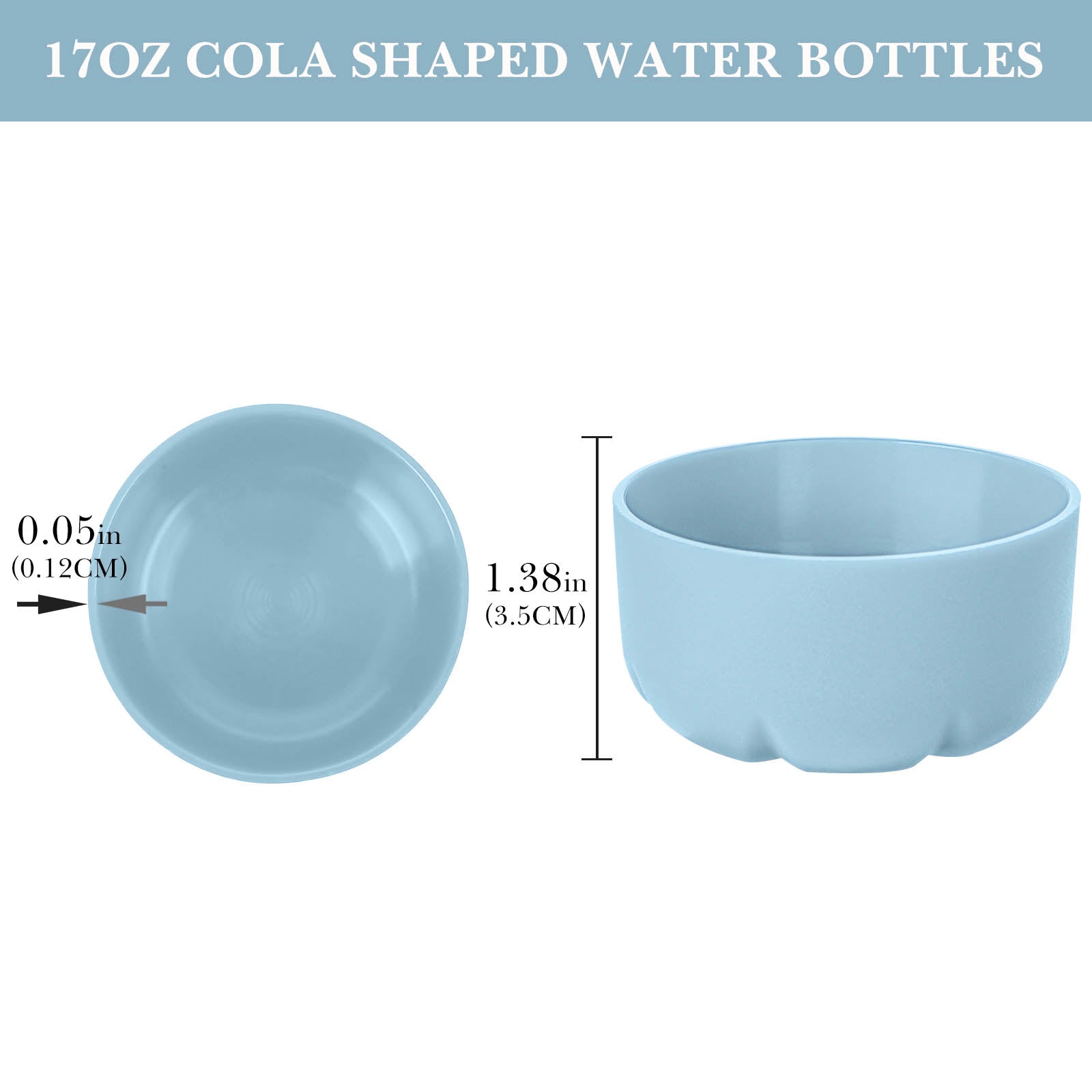 Linkidea 2 Pack Water Bottle Boot Compatible with 17oz ORIGINAL, BJPKPK, MIRA Cascade Cola Shaped Bottles, Silicone Bottle Bottom Sleeve Bumper Protector (Light Blue)