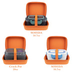 Linkidea Electric Lunch Box Carrying Case Compatible with Crock Pot, DUPASU, Aotto, LUNCHEAZE, Hard Shell Heated Lunch Box Bag with Space for Cable (Orange)
