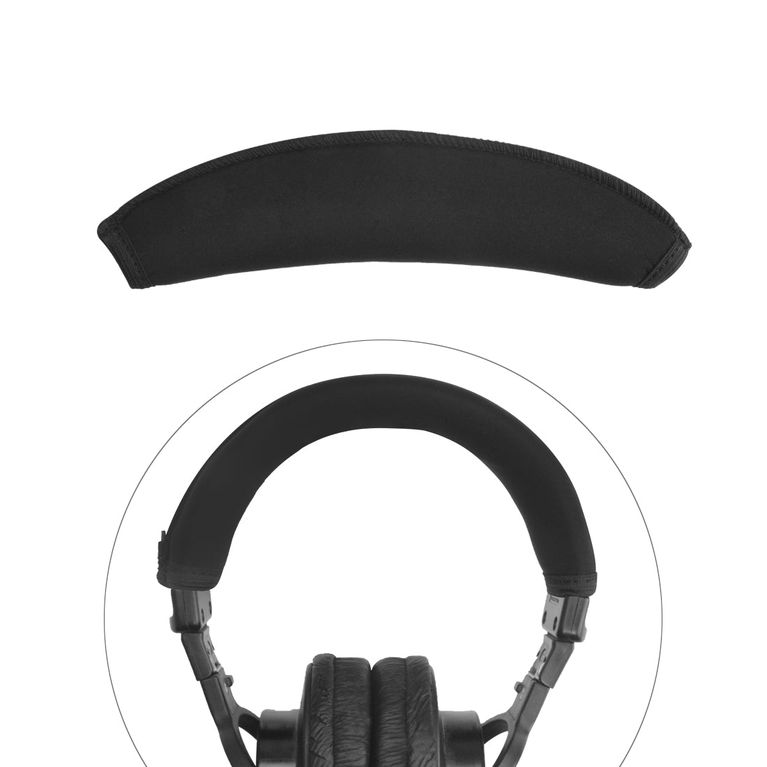 Linkidea Headband Protector Compatible with MDR-V6/V600/V900/MV1/Z600/7506/7509/CD900ST/M1ST Headphones, Replacement Flex Fabric Cover, Easy DIY Installation (Black)