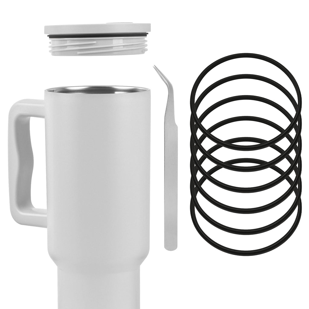Linkidea 6 Pack Water Bottle Gasket Replacement Compatible with Simple Modern Trek 40oz Tumbler, Silicone O Ring Leak Proof Rubber Seal with Tweezer for Bottle Lid, Black