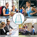 Linkidea 55oz Tritan Water Bottle with Strap & Handle, Reusable Sports Waterbottle with Time Marker, Portable Large Water Bottles for Gym Fitness Outdoor, Shoulder Strap (White & Clear)
