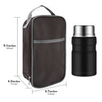 Linkidea Food Jar Insulated Bag, Thermal Jar Bag with Pocket Portable Lunch Box for Office Work Outdoor Picnic, Compatible with THERMOS 24 oz lazycozy, Bidakid (Brown)