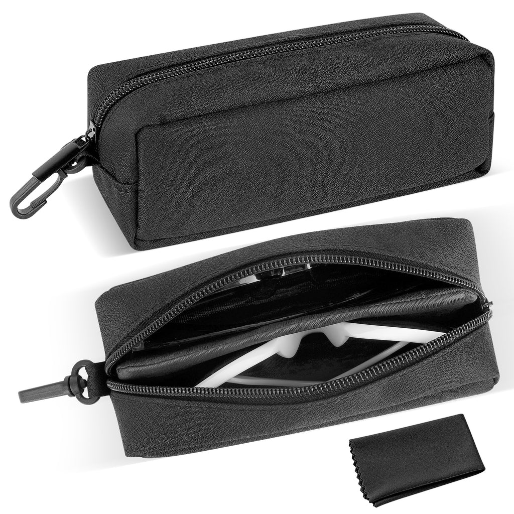 Extra Large Sunglasses Pouch Case, Black Oxford Oversized Eyewear Organizer Soft Bag Compatible with Gucci GG1556S/GG1546S/GG1436S Versace VE4395