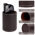 Glasses Desk Holder Stand for Reading Eyeglasses Compatible with Extra Large Glasses, Vegan Leather Glasses Holder for Nightstand, Glasses Storage (XXL, Brown)