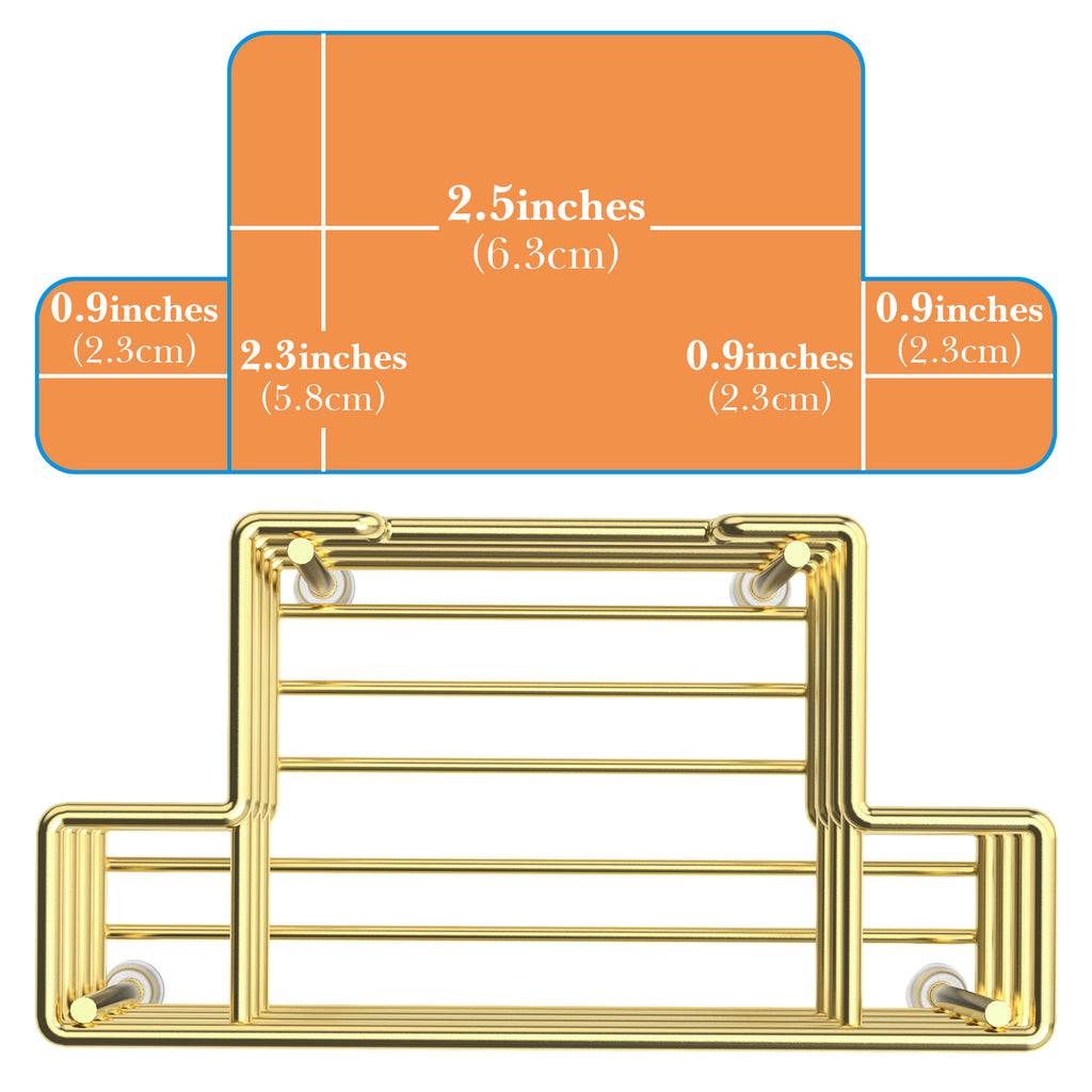 Linkidea Wall Mount/Countertop Toothbrush Holder for Shower, Stainless Steel Toothpaste Stand, 3 Slots Organizer Compatible with Colgate Extra Clean, Oral-B CrossAction (Gold)