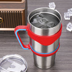 Linkidea Tumbler Handle Compatible with 30oz YETI Rambler, OZARK TRAIL Tumbler, Portable Anti Slip Travel Mug Grip, Red