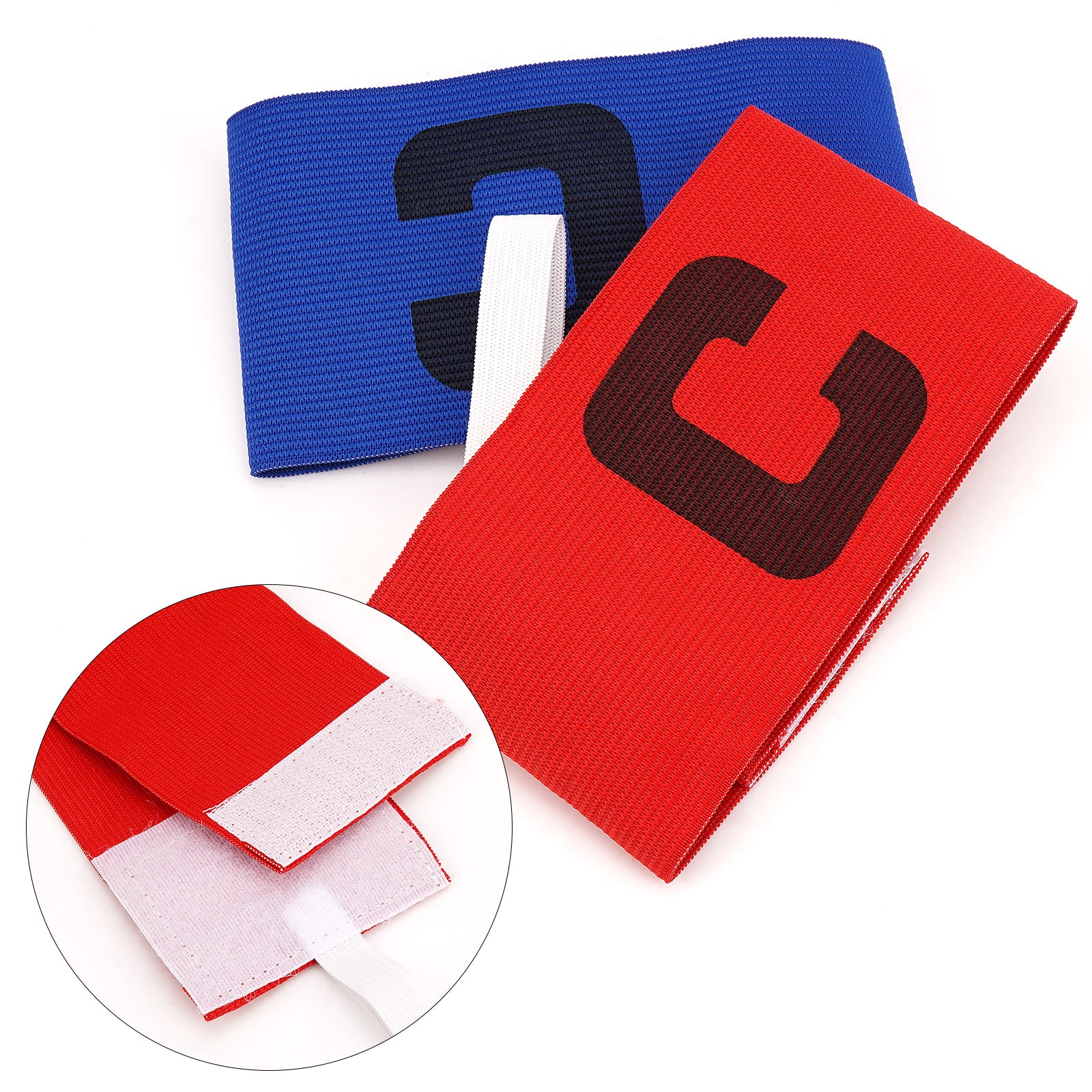 Linkidea 2 Pcs Kids Soccer Captain Armband, Breathable Nylon Arm Band, Elastic Adjustable Sports Accessories for Team Competition or Training for Age 6 - 9 (Blue & Red)