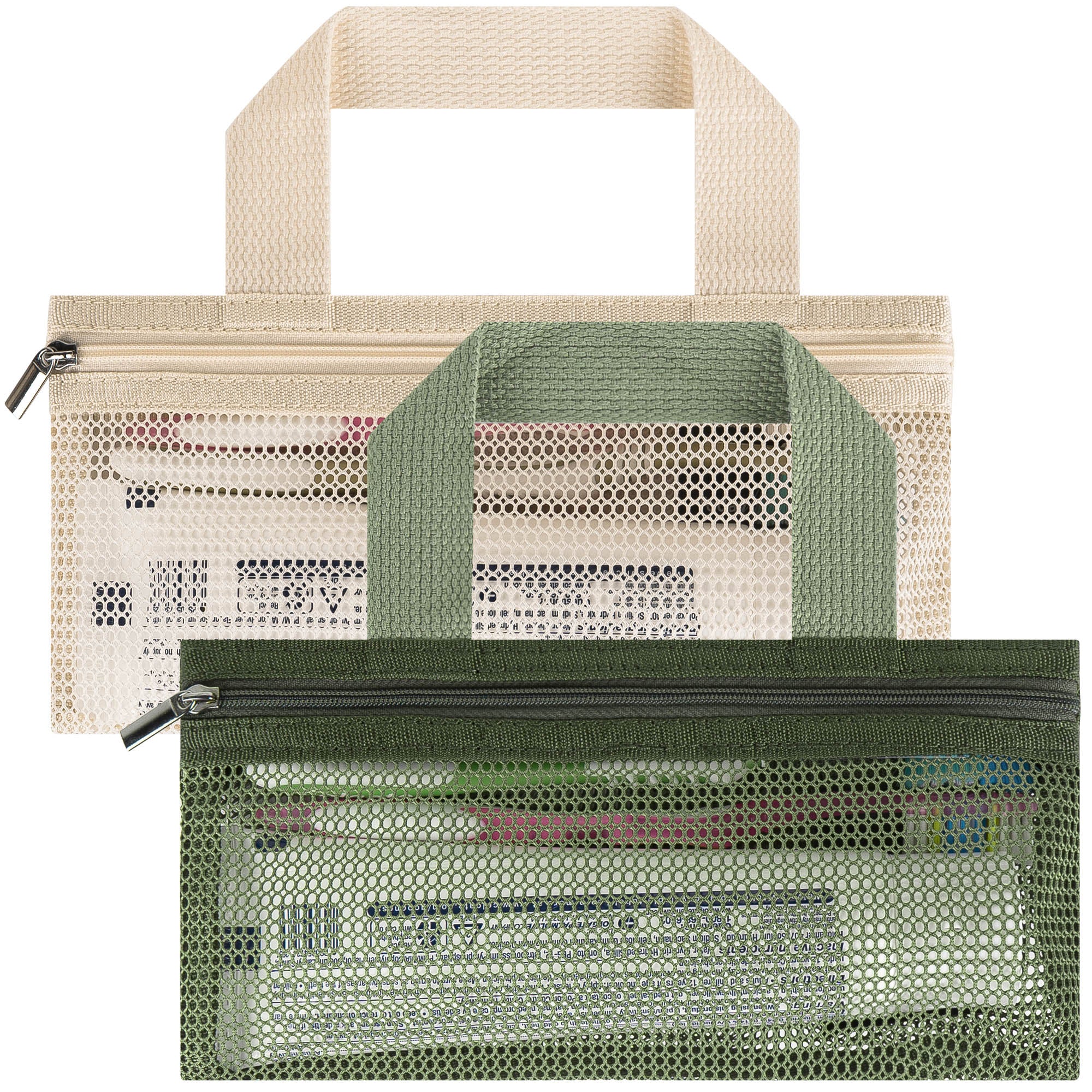 Linkidea 2 Pack Manual Toothbrush Travel Pouch, Portable Mesh Carrying Bags with Zipper for Toothpaste, Compatible with Colgate Extra Clean, Oral-B CrossAction (Light Colors)