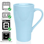 Linkidea 17oz Ceramic Coffee Mug with Handle, Large Colored Coffee Cup, Teacups Large Capacity Drinking Cups for Camping, Travel & Office, Microwave and Dishwasher Safe, Blue