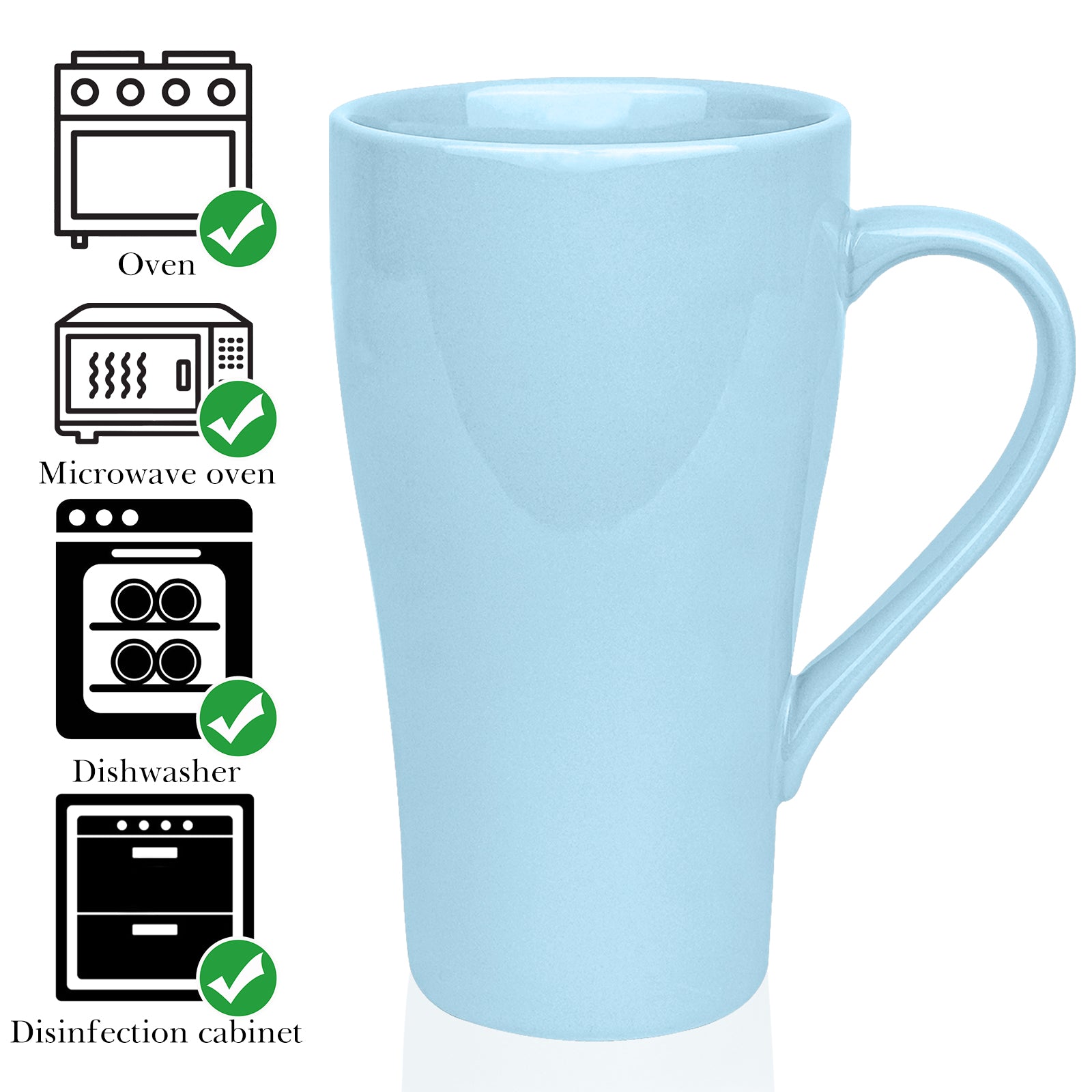 Linkidea 17oz Ceramic Coffee Mug with Handle, Large Colored Coffee Cup, Teacups Large Capacity Drinking Cups for Camping, Travel & Office, Microwave and Dishwasher Safe, Blue