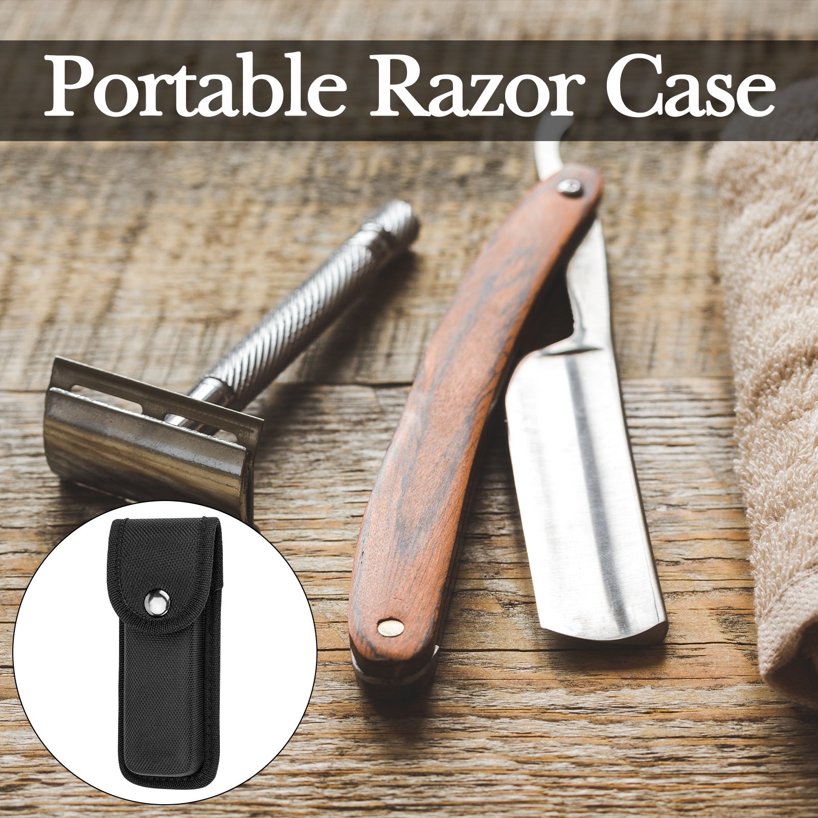 Linkidea 2 Pack Straight Razor Case, Compatible with Utopia Care, The Beard Club, GTEX, Travel Razor Cover, Protective Holder for Straight Edge Shaving Razors (Black/Only Case)