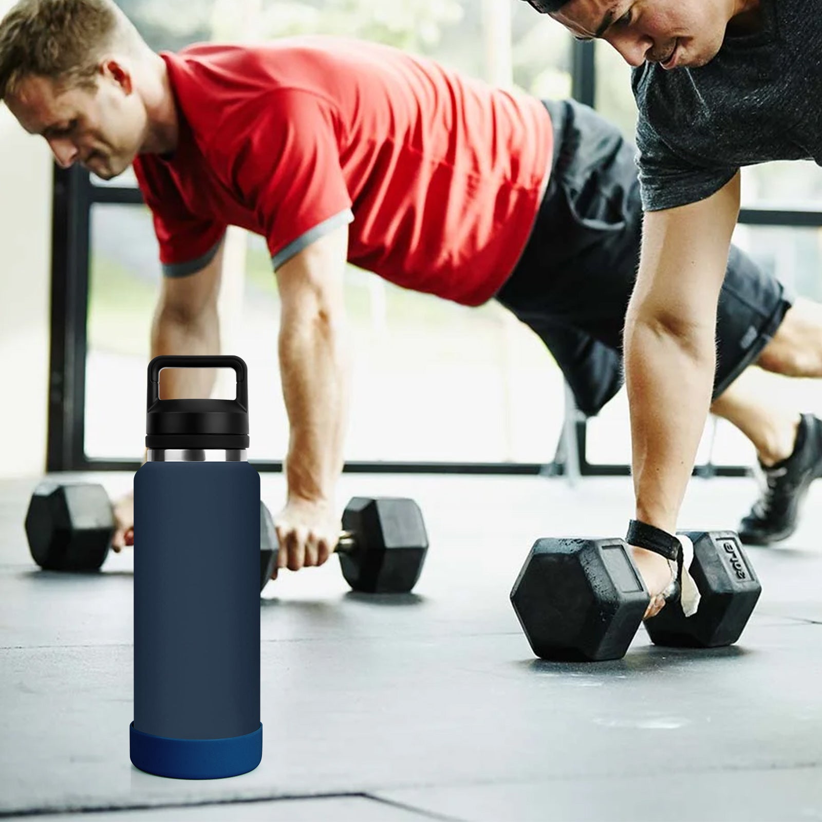 Linkidea 2 Pack Water Bottle Boot Compatible with YETI Rambler Bottle 26oz, Yonder 34oz, Silicone Anti-Slip Bottle Bottom Sleeve Bumper Protector (Navy Blue)