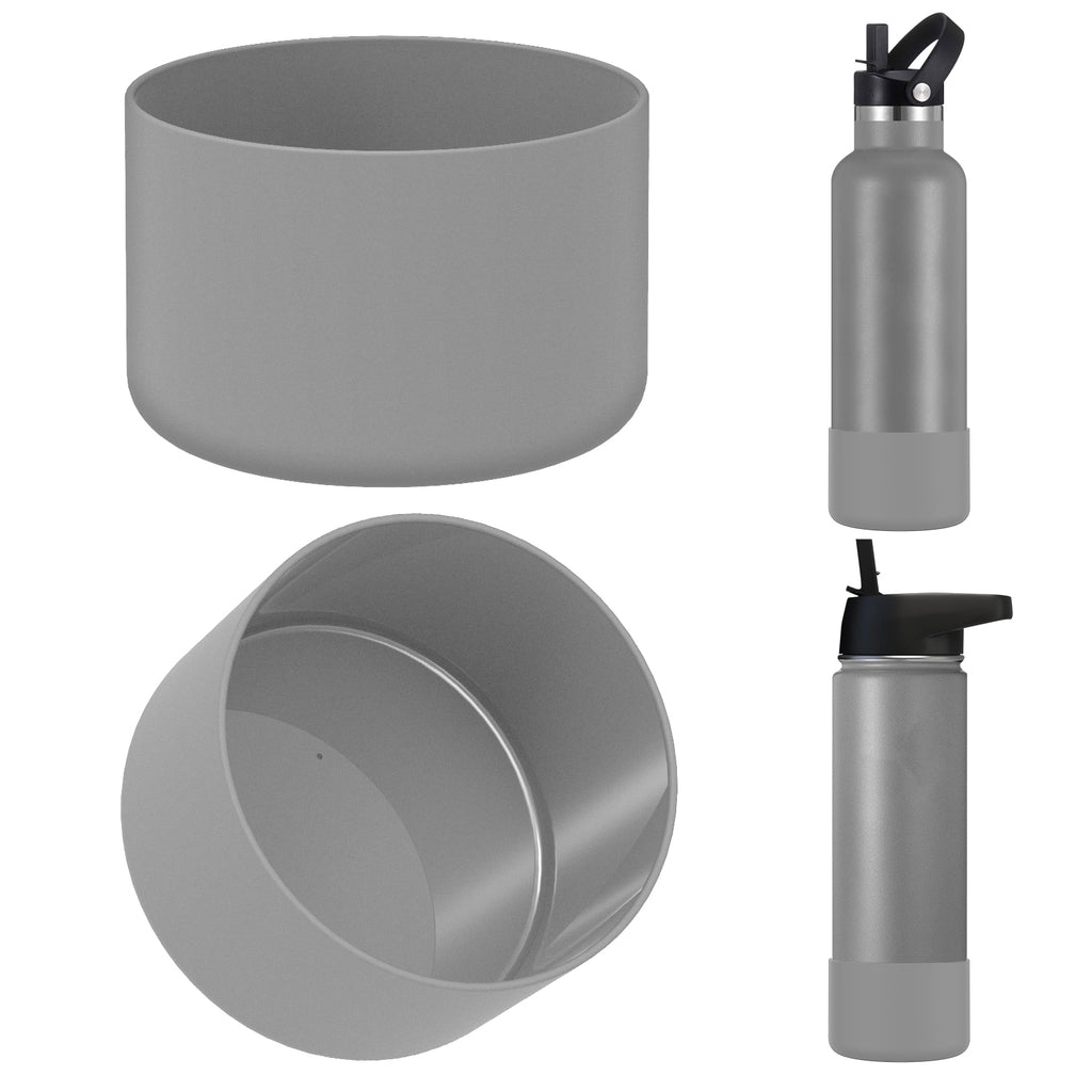 Linkidea 2 Pack Water Bottle Boot Compatible with IRON °FLASK Wide/Narrow Mouth 12oz/14oz/16oz/18oz/20oz/22oz/24oz, Silicone Bottle Bottom Sleeve Cover Bumper Protector (Gray)