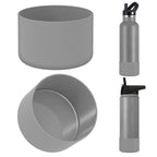 Linkidea 2 Pack Water Bottle Boot Compatible with IRON °FLASK Wide/Narrow Mouth 12oz/14oz/16oz/18oz/20oz/22oz/24oz, Silicone Bottle Bottom Sleeve Cover Bumper Protector (Gray)