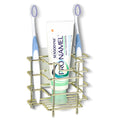 Linkidea Wall Mount/Countertop Toothbrush Holder for Shower, Stainless Steel Toothpaste Stand, 3 Slots Organizer Compatible with Colgate Extra Clean, Oral-B CrossAction (Gold)