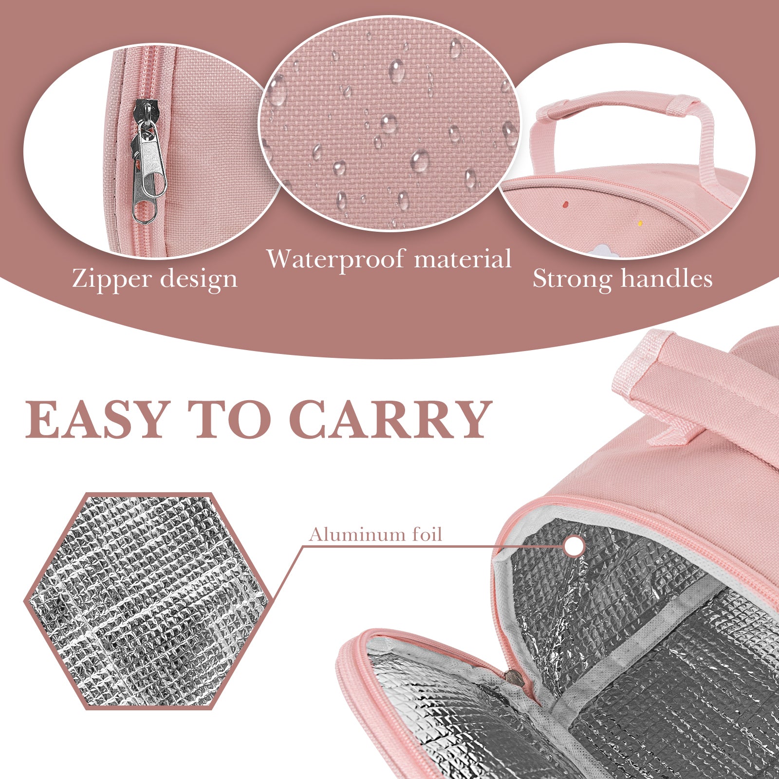 Linkidea Lunch Tote Bag, Large Capacity Lunch Tote Bag with Hand Strap, Reusable Lunch Box Bag for Outdoor, Compatible with B.Box, Sunhanny, Pedeco, QQKO, Xgxn Lunch Box (Pink)