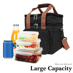 Linkidea Lunch Box Bag, Insulated Lunch Bag with 2 Layers for Food Jar and Lunch Box Storage, Oxford Reusable Lunch Tote Bag (Black)