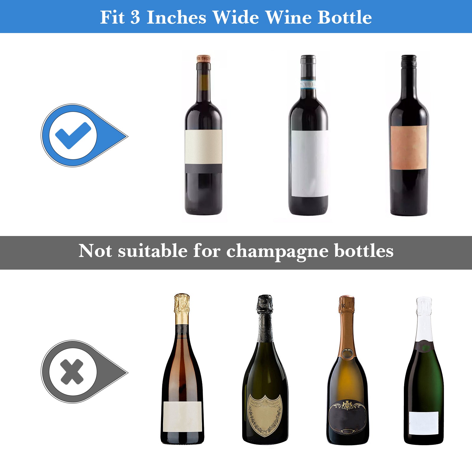 Linkidea Insulated Cooler Bag for Travel, Portable Waterproof Neoprene Grape Wine Bottle Tote, Picnic Beverage Holder with Secure Grip, Compatible with 750 ML Wine Bottle (Blue)
