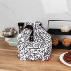 Linkidea Cute Lunch Bag with Handle, Drawstring Swig Lunch Bag, Cute Lunch Bags for Women Work Picnic Travel, Compatible with Bentogo, LunchBots, EasyLunchboxes (White)