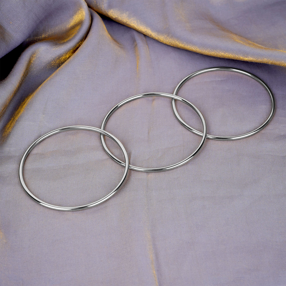 Plus Size Bangle Bracelets Set for Women, Set of 6 Stainless Steel Extra Large Round Silver Bangles Fashion Accessories, 9.2 Inches (XL)