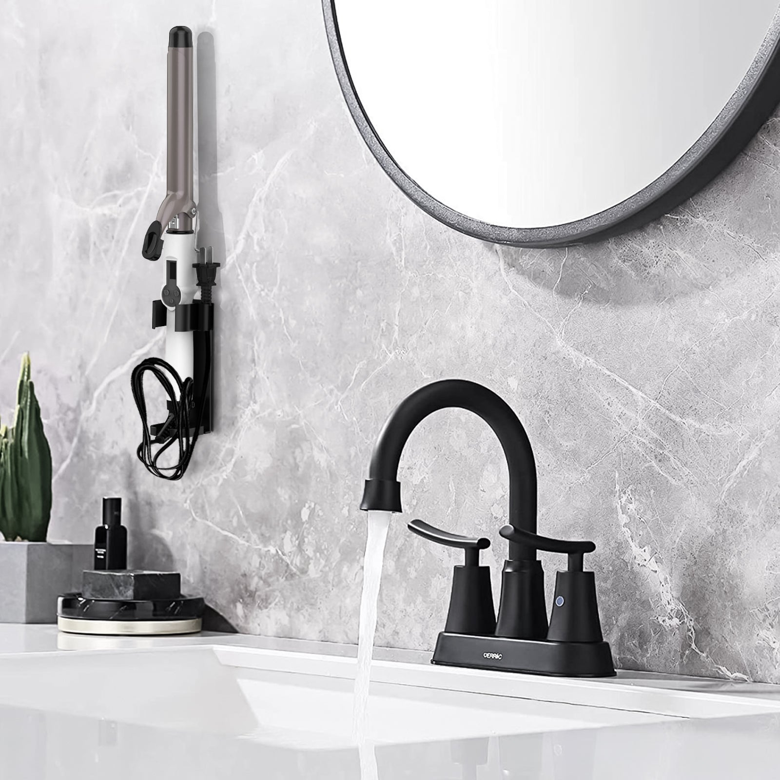 2 Pack Extra Large Curling Iron Holder Wall Mount for Devices Diameter Under 1.77" (4.5CM), Hair Styling Tool Storage Organizer, Black Hairdressing Hanging Rack Stand for Flat Irons, Curling Wands