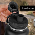 Linkidea 2 Pack Wide Mouth Water Bottle Lid with Handle Compatible with Hydro Flask Wide Mouth 12/16/18/20/32/40/64oz, Waterbottle Replacement Spout Lid (Black)