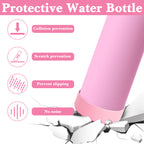 Linkidea 2 Pack Water Bottle Boot Compatible with YETI Rambler Bottle 26oz, Yonder 34oz, Silicone Anti-Slip Bottle Bottom Sleeve Bumper Protector (Light Pink)