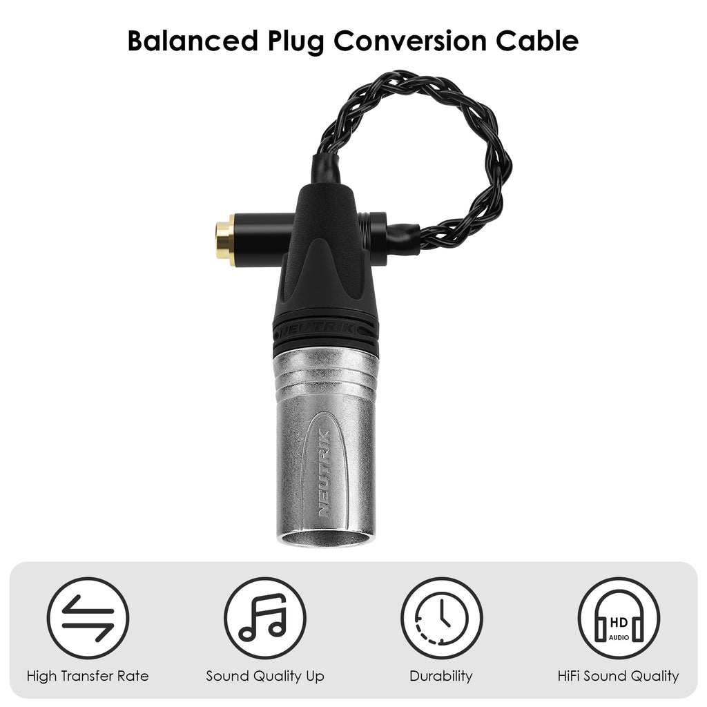 Linkidea 4-Pin XLR Male to 4.4mm Female Balanced Headphone Adapter Cable, OCC Silver-Plated Copper Audio Converter for Headphone Amplifiers, DAC Amps, Balanced Headphone Cables, 8 in