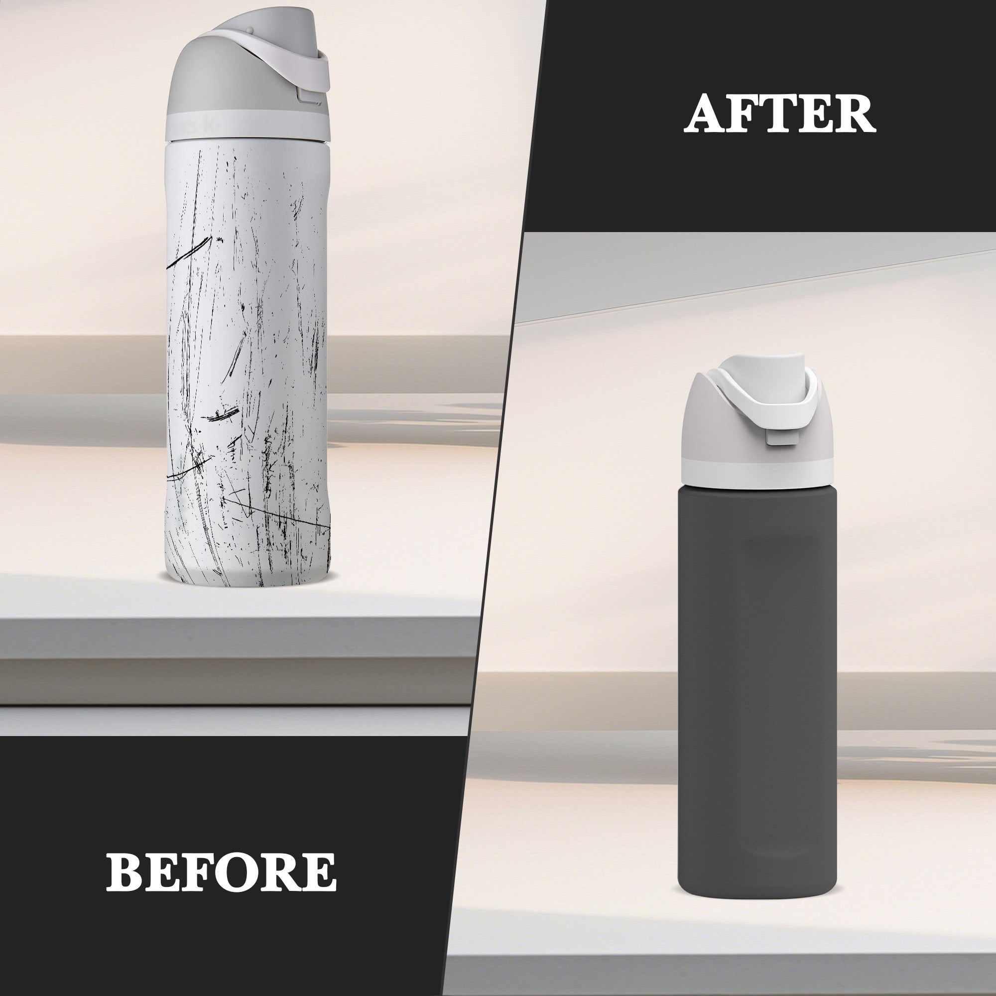 Linkidea Silicone Water Bottle Sleeve Compatible with Owala FreeSip 24oz, Anti-Slip Protector Waterbottle Boot, Bottle Bumper Cover, Gray