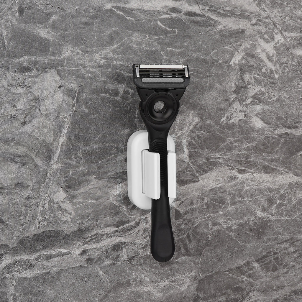 Linkidea 2 Pack Razor Holder for Shower, Shower Razor Holder for Wall, Shower Squeegee Razor Stand Compatible with Gillette Funsion 5 Power, Mach 3, SkinGuard (White)
