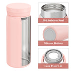 Linkidea 6.8oz (200ml) Mini Water Bottle, Vacuum Insulated Stainless Steel Bottle for Hot & Cold Drinks, Spill-Proof Small Bottle Fit Handbag, Purse and Pocket (Pink)