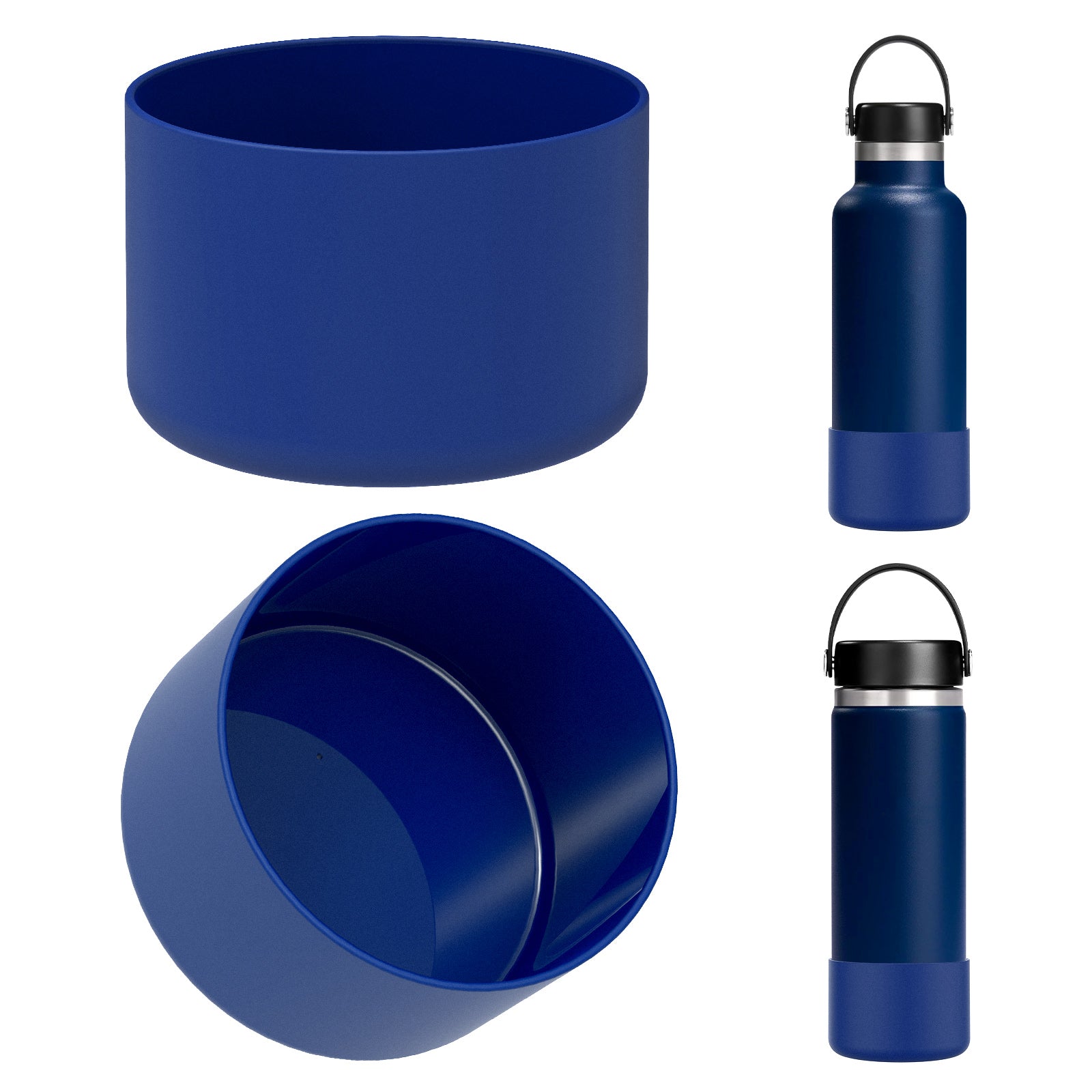 Linkidea 2 Pack Water Bottle Boot Compatible with Hydro Flask Wide Mouth Bottle 12oz/14oz/16oz/18oz/20oz, Silicone Bottle Bottom Sleeve Bumper Protector (Cobalt)