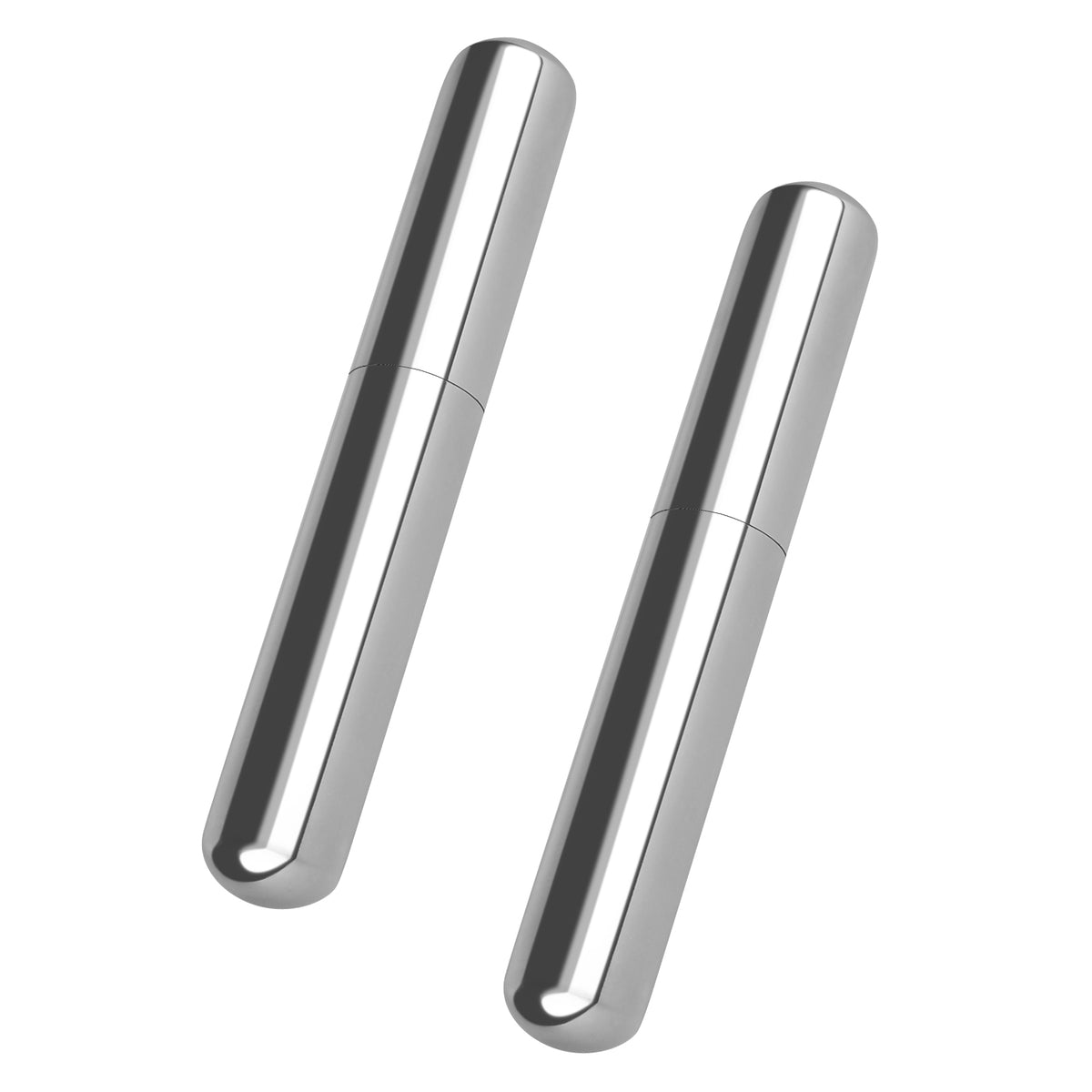 Linkidea 2-Pack Stainless Steel Cigar Tubes, 6.5" Travel Case for Single Cigar up to 5.9" Long & 50 Ring Gauge, Crush-Resistant Airtight Storage (Silver)