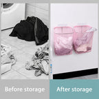 Linkidea 2 Pack Mesh Hanging Bath Toy Storage Organizer, Bathtub Basket with Adhesive Hooks, Wall Mount Shower Caddy Holder for Kids Bathroom Toys, Toiletries, Pink