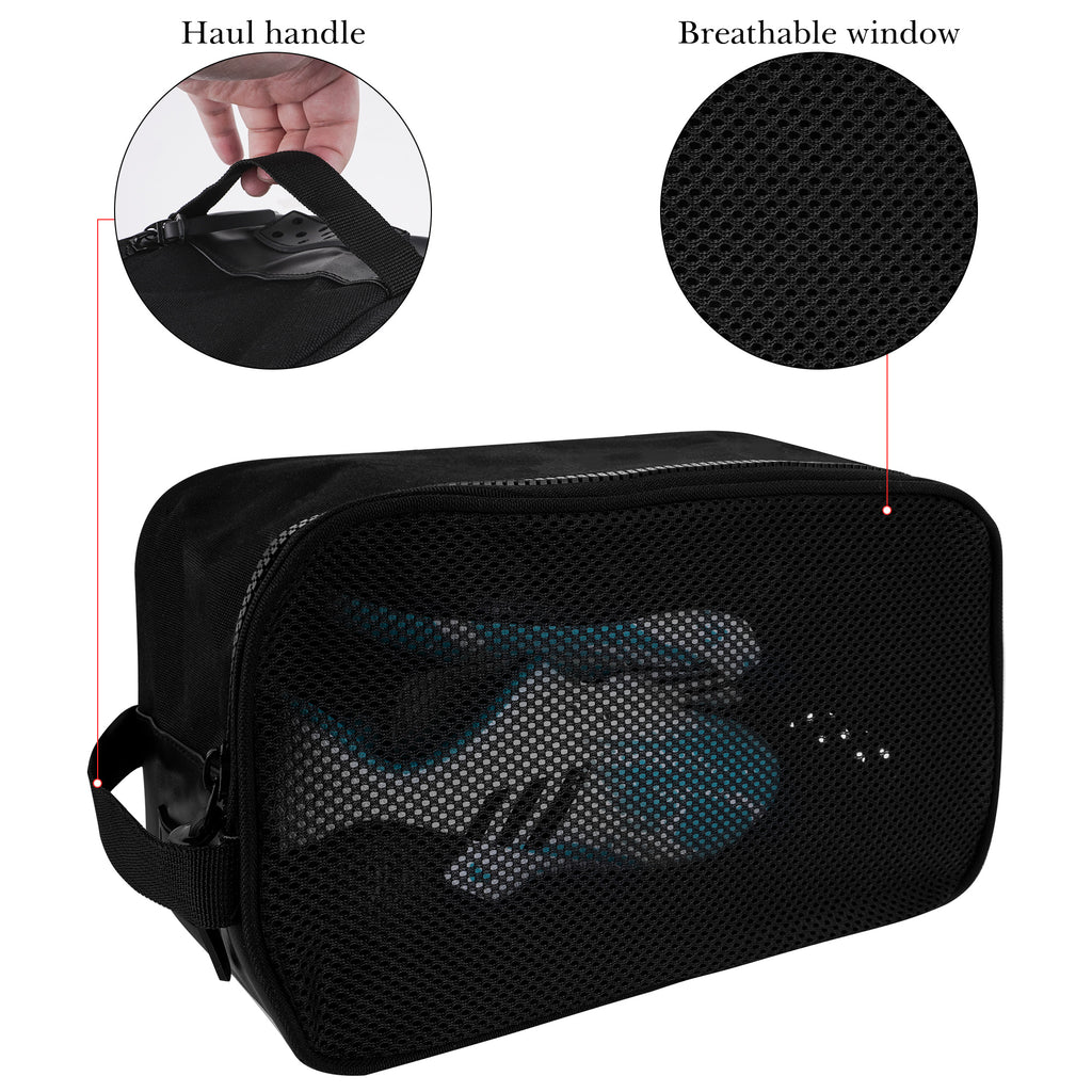 Linkidea Soccer Shoe Bag, Portable Cleats Storage Bag, Athletic Shoe Bag Fit Up to US Men Size 13, Compact Boots Duffle Bag with Breathable Mesh (Black)
