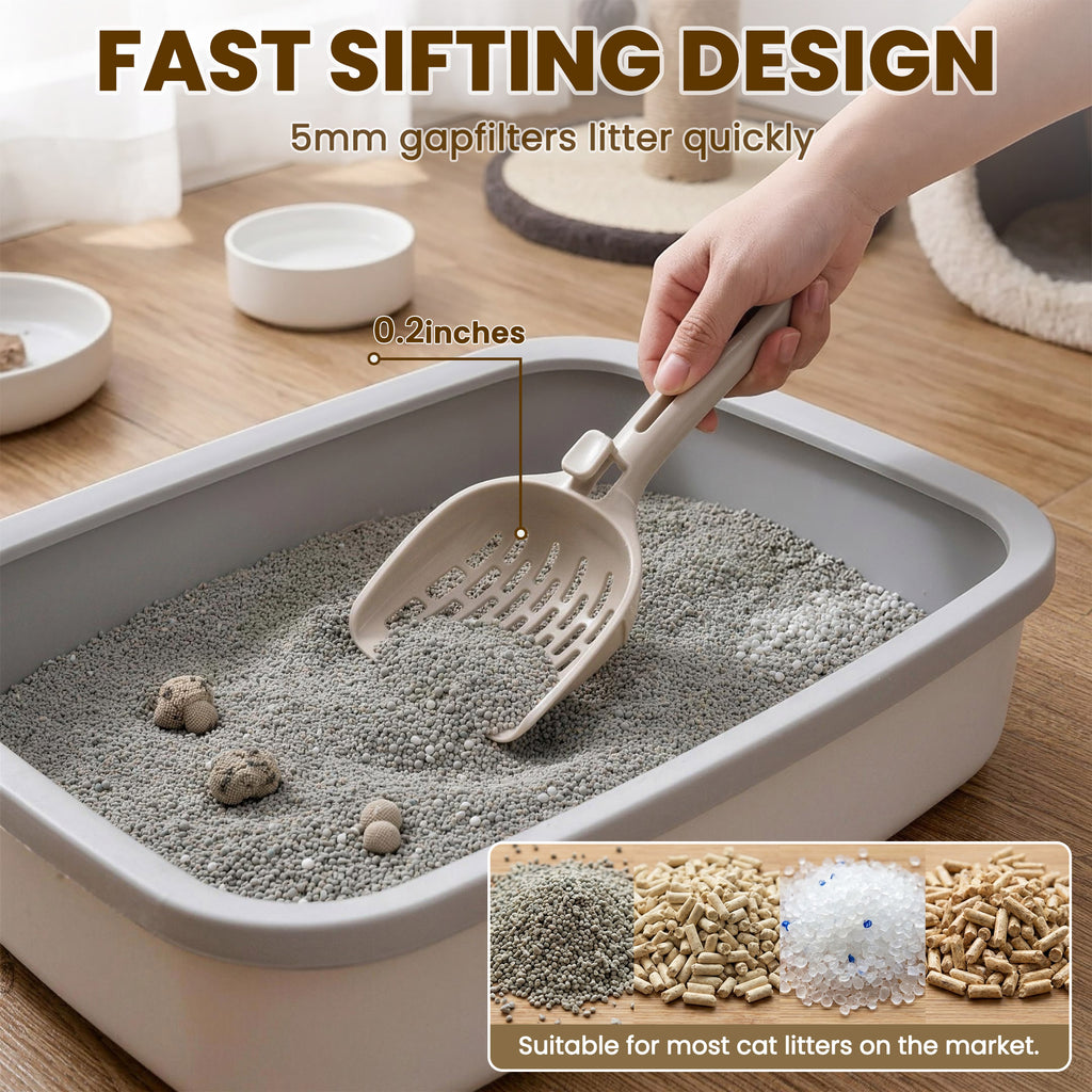Cat Litter Scoop Holder with Storage Bucket, Large Capacity Litter Tool Container with Durable Plastic Scooper, Deep Shovel Design for Easy Clumping Litter Box Cleaning