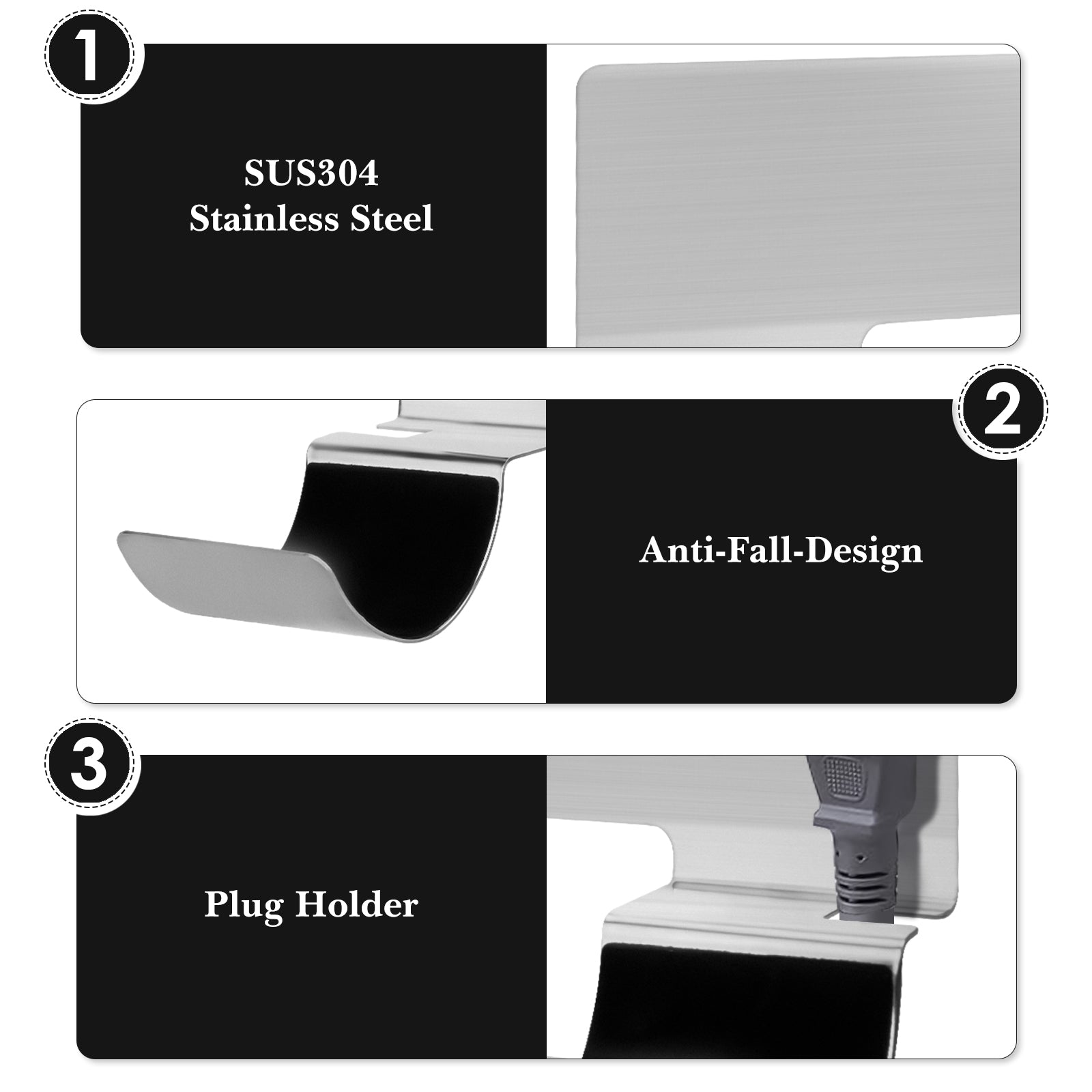 Linkidea Hair Dryer Holder, Stainless Steel Hair Tool Organizer with Adhesive, Wall Mounted Hair Tools Holder Fits Curling Wands, Hair Straightener Organize