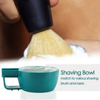 Linkidea Plastic Shaving Soap Bowl with Non-slip Handle, Wide Mouth, Large Capacity, Easier to Lather Ridges, Wet Razor Shave Cream Bowl for Men (Blue)