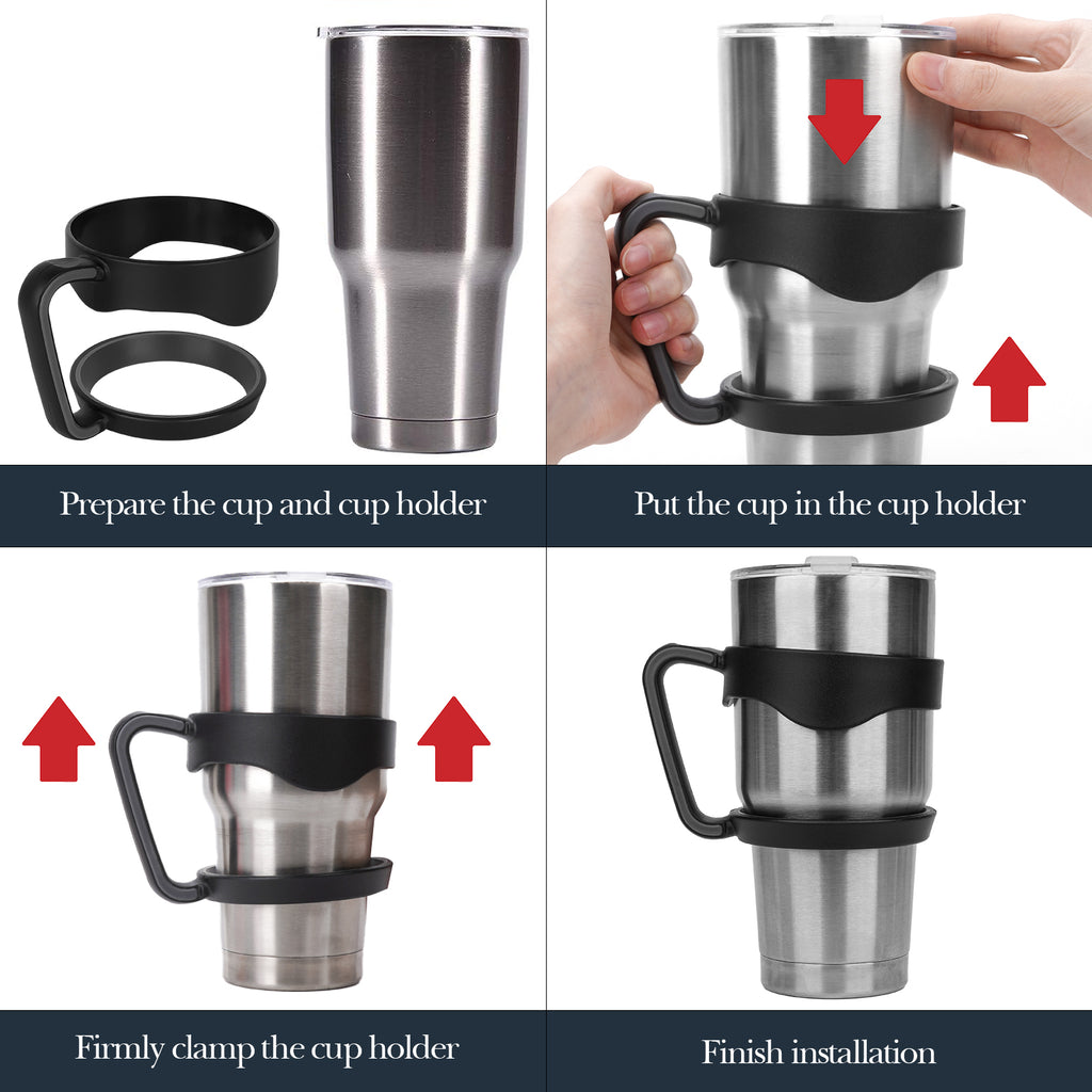 Linkidea Tumbler Handle Compatible with 30oz YETI Rambler, OZARK TRAIL Tumbler, Portable Anti Slip Travel Mug Grip, Black